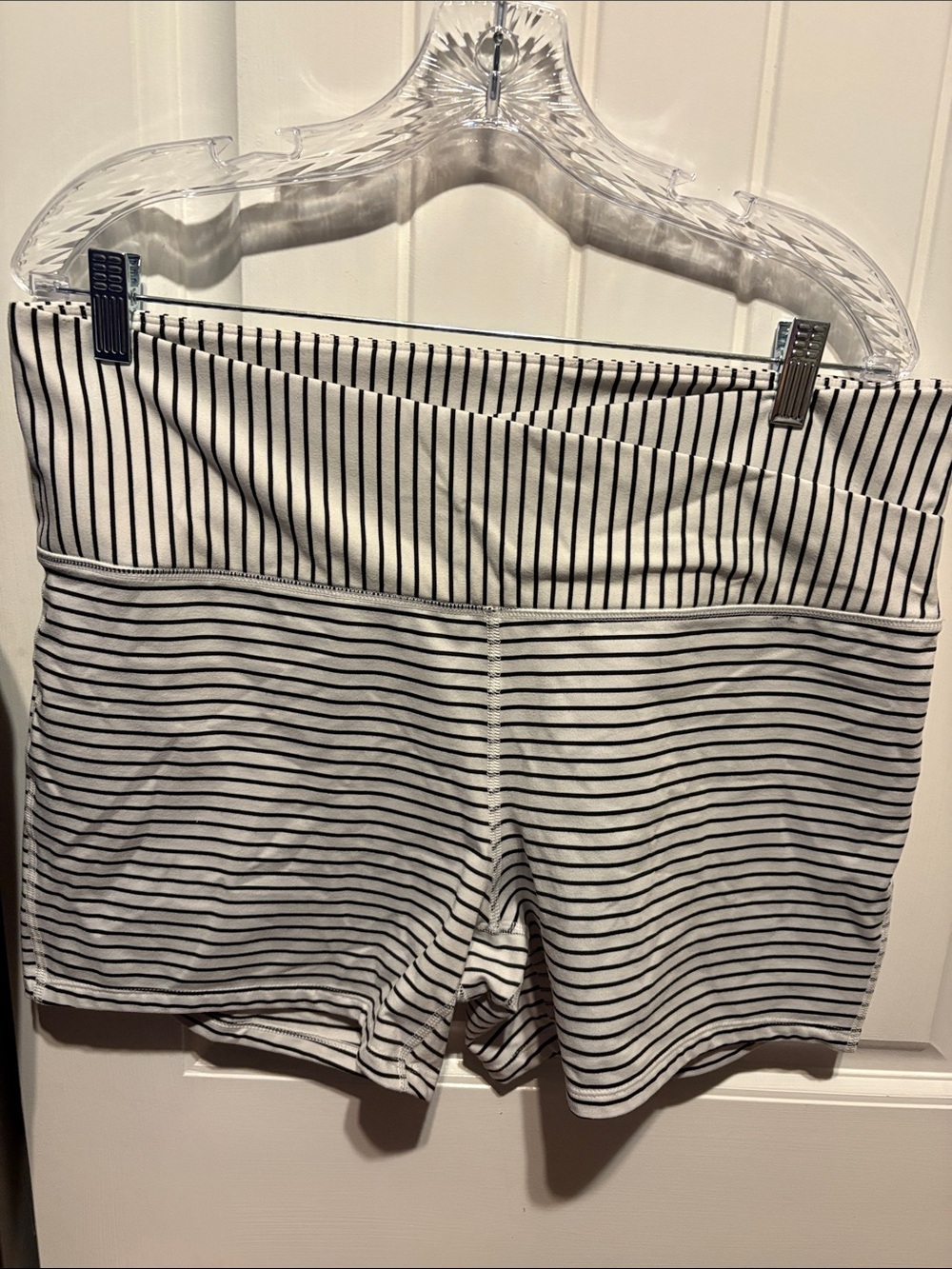 Striped High-Waist Women’s Shorts — White & Black